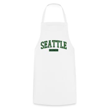 Seattle Washington USA - Cooking Apron - white - Front - AI Model Male 185 dark (185cm)