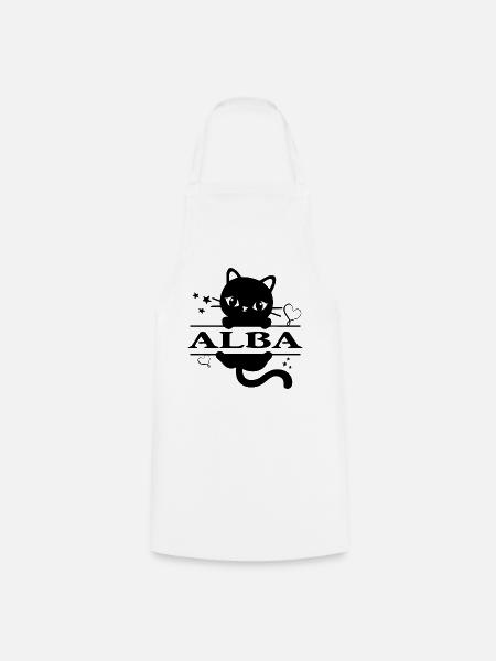 T-Shirt Alba T-Shirt Geschenkidee Katze - Kochschürze - Weiß