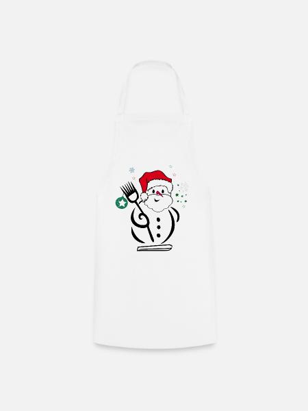Schneemann, Weihnachtsmann - Kochschürze - Weiß