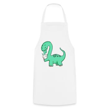 Dinosaur with baby dinosaur - Cooking Apron - white - Front - AI Model Male 185 dark (185cm)