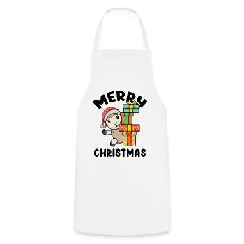 Merry Christmas sheep with gifts - Cooking Apron - white - Front - AI Model Male 185 dark (185cm)