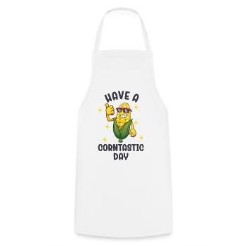 Have a corntastic day - Cooking Apron - white - Front - AI Model Male 185 dark (185cm)