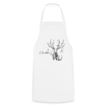 Cerf de Noël avec cadeaux - Tablier de cuisine - blanc - Devant - AI Model Male 185 dark (185cm)
