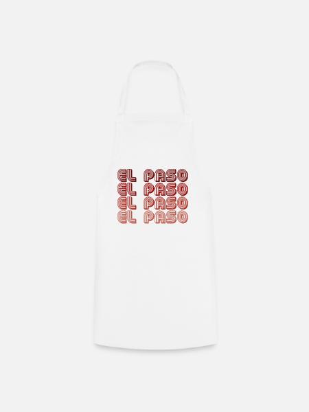 El Paso Block Letters Grid - Kochschürze - Weiß