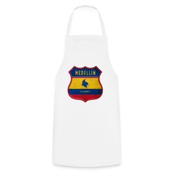 Medellín Kolumbien Wappen Design - Kochschürze - Weiß - Vorne - AI Model Male 185 dark (185cm)