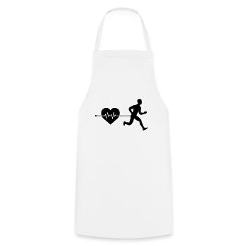 Rythme cardiaque de jogging - Tablier de cuisine - blanc - Devant - AI Model Male 185 dark (185cm)