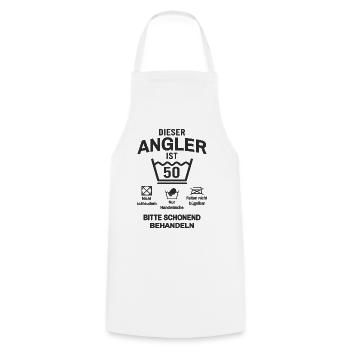 Angler 50. Geburtstag Angeln Lustig 50 Jahre - Kochschürze - Weiß - Vorne - AI Model Male 185 dark (185cm)