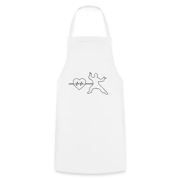 Arts martiaux Battements de cœur - Tablier de cuisine - blanc - Devant - AI Model Male 185 dark (185cm)