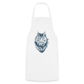 Maine Coon Cat Pet Cat Fur - Cooking Apron - white - Front - AI Model Male 185 dark (185cm)