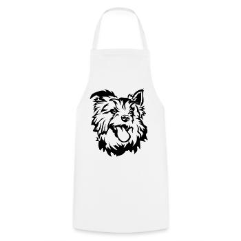 Australian Terrier Head - Cooking Apron - white - Front - AI Model Male 185 dark (185cm)
