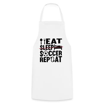 Eat Sleep Soccer Repeat - Funny Soccer Player - Cooking Apron - white - Front - AI Model Male 185 dark (185cm)