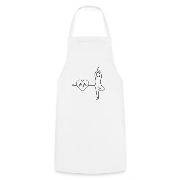 Yoga Herzschlag - Kochschürze - Weiß - Vorne - AI Model Male 185 dark (185cm)