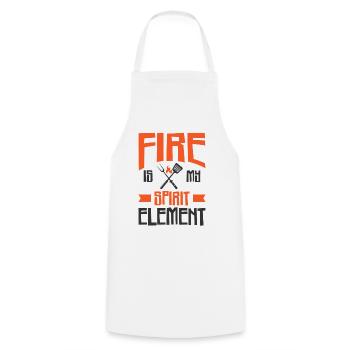 Kochen Grillen Feuergeist Element Koch und Griller - Kochschürze - Weiß - Vorne - AI Model Male 185 dark (185cm)