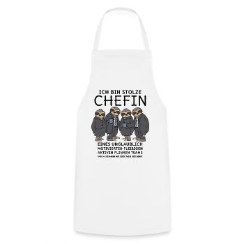 Unglaublich fleißiges Team Faultiere Stolze Chefin - Kochschürze - Weiß - Vorne - AI Model Male 185 dark (185cm)