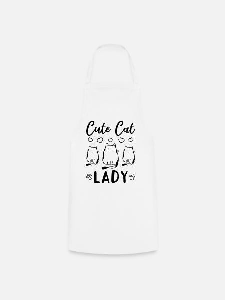 Cat Lover Cat Owner Cute Cat Girl - Cute Cat Lady - Kochschürze - Weiß