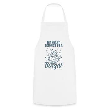 Mon cœur appartient à un chat domestique du Bengale - Tablier de cuisine - blanc - Devant - AI Model Male 185 dark (185cm)