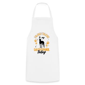 Je parle juste à mon Galgo Espanol - Tablier de cuisine - blanc - Devant - AI Model Male 185 dark (185cm)