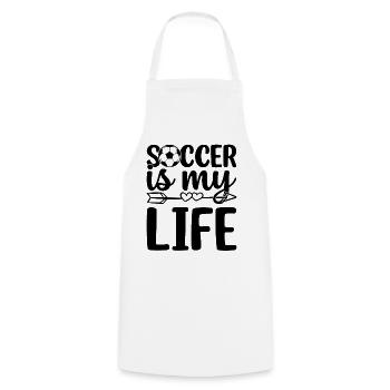 Soccer Is My Life - Soccer Player Soccer Lover - Cooking Apron - white - Front - AI Model Male 185 dark (185cm)