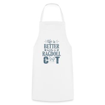 La vie est meilleure avec un chat Ragdoll Chat domestique - Tablier de cuisine - blanc - Devant - AI Model Male 185 dark (185cm)
