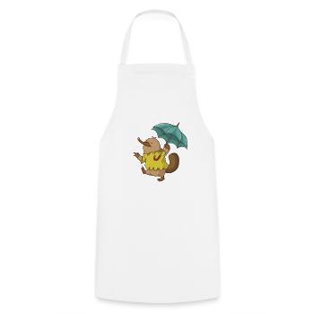 Platypus with umbrella in the rain Australia - Cooking Apron - white - Front - AI Model Male 185 dark (185cm)