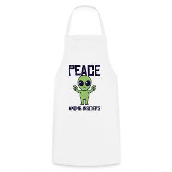 Alien Peace Alien Head Martian Space Outsider - Cooking Apron - white - Front - AI Model Male 185 dark (185cm)