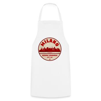 Insigne rétro de la Skyline de Milan Lombardie - Tablier de cuisine - blanc - Devant - AI Model Male 185 dark (185cm)