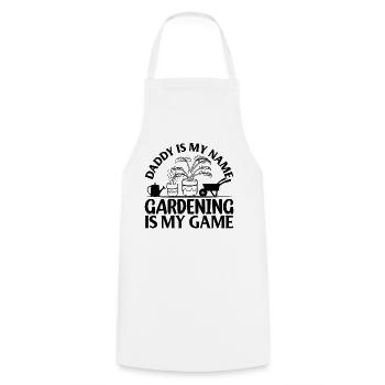 Jardiner papa est mon nom Le jardinage est mon jeu - Tablier de cuisine - blanc - Devant - AI Model Male 185 dark (185cm)