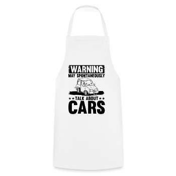 Car - Warning May Spontaneously Talk About Cars - Kochschürze - Weiß - Vorne - AI Model Male 185 dark (185cm)