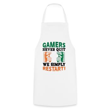 Gamers never quit - Kochschürze - Weiß - Vorne - AI Model Male 185 dark (185cm)