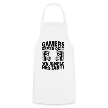 Gamers Never Quit Outfit - Kochschürze - Weiß - Vorne - AI Model Male 185 dark (185cm)