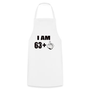 64e anniversaire - Tablier de cuisine - blanc - Devant - AI Model Male 185 dark (185cm)