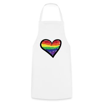 Rainbow Heart Bisexuel Lgbt Sexualité Gay - Tablier de cuisine - blanc - Devant - AI Model Male 185 dark (185cm)