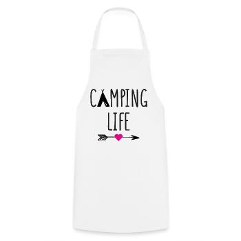Leben auf dem Campingplatz - Kochschürze - Weiß - Vorne - AI Model Male 185 dark (185cm)