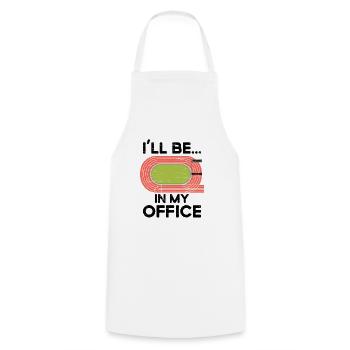 Ich Werde Auf Meiner Office Runner-laufbahn Sein - Kochschürze - Weiß - Vorne - AI Model Male 185 dark (185cm)