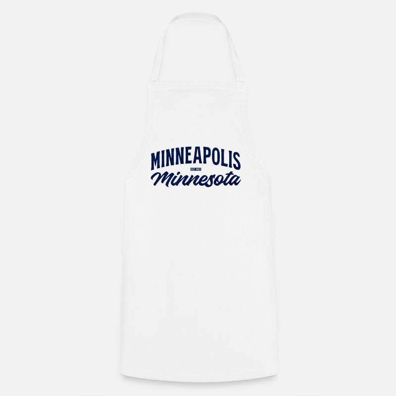 Minneapolis, Minnesota Script Blue Vintage - Tablier de cuisine - blanc