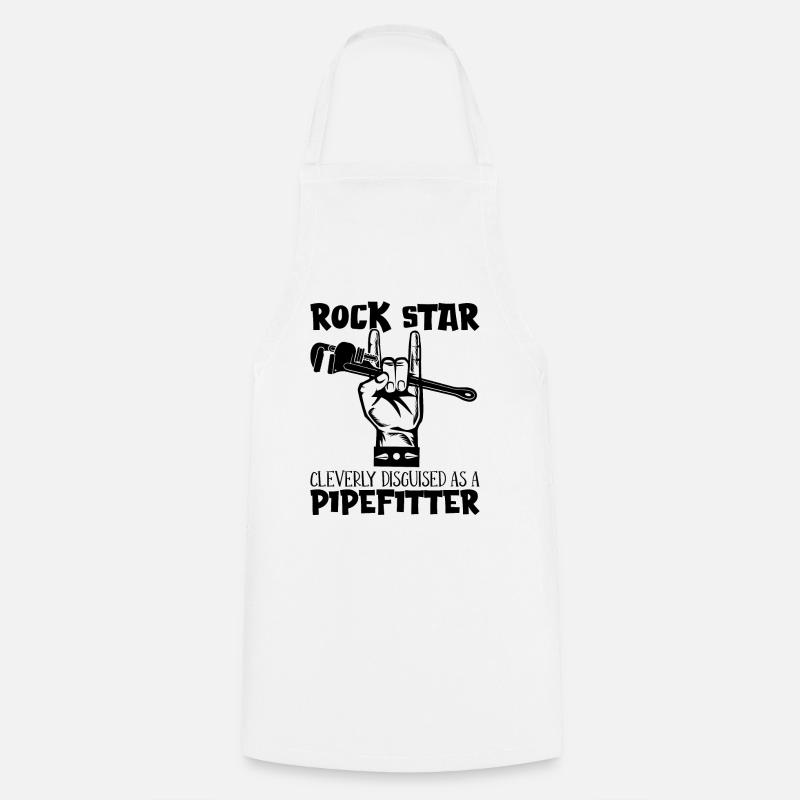 Pipefitter Rock Star Cleverly Laborer Pipefitters - Cooking Apron - white