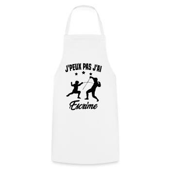 Je Peux Pas J'ai Escrime - Tablier de cuisine - blanc - Devant - AI Model Male 185 dark (185cm)