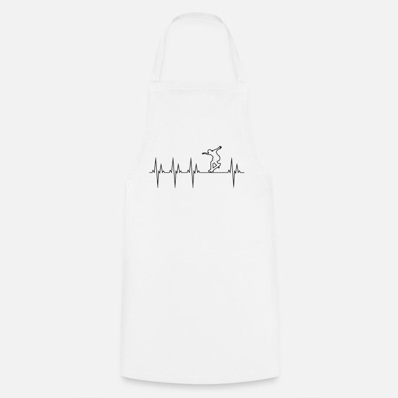 Skateboard electrocardiogram ECG Skate Board - Cooking Apron - white