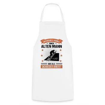 Dachdecker Alter Mann Spruch Herren Geschenk - Kochschürze - Weiß - Vorne - AI Model Male 185 dark (185cm)