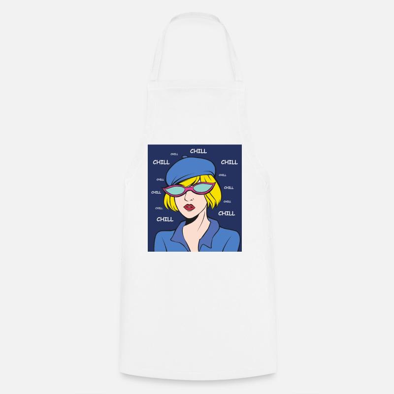 Chill Pop Art Lady - Tablier de cuisine - blanc