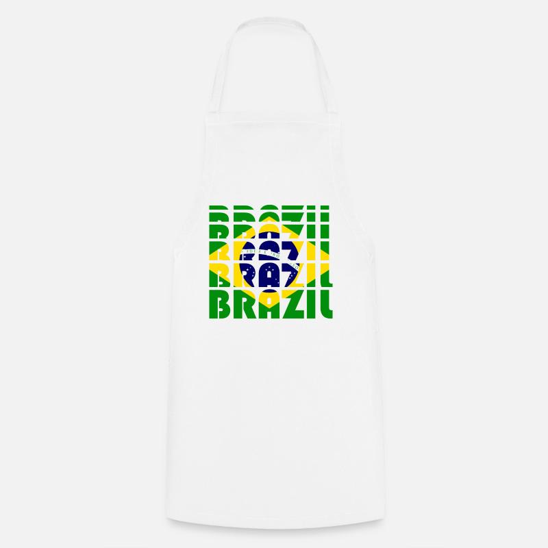 Brazil Flags Grid Pattern - Cooking Apron - white