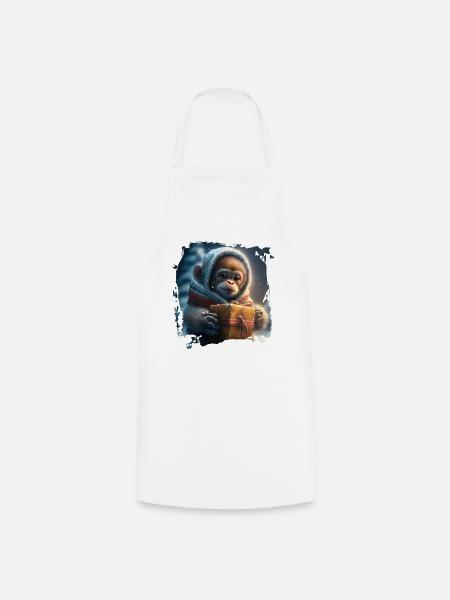 Winterlicher Orangutan Geschenk - Kochschürze - Weiß