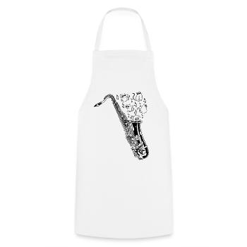 Saxophone avec chats Saxophoniste Saxophoniste M - Tablier de cuisine - blanc - Devant - AI Model Male 185 dark (185cm)