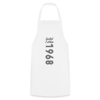 Limited Edition 1968 - Cooking Apron - white - Front - AI Model Male 185 dark (185cm)