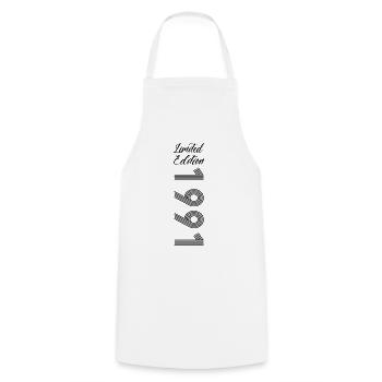 Limited Edition 1991 - Cooking Apron - white - Front - AI Model Male 185 dark (185cm)