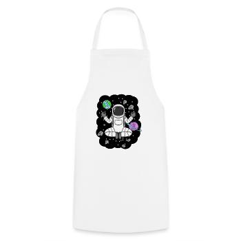 Astronaute Yoga Boy dans l’espace - Méditation - Tablier de cuisine - blanc - Devant - AI Model Male 185 dark (185cm)