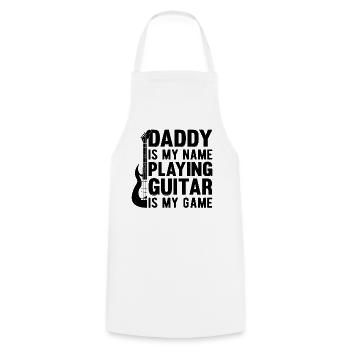 Papa est mon nom Jouer de la guitare est mon jeu - Papa - Tablier de cuisine - blanc - Devant - AI Model Male 185 dark (185cm)
