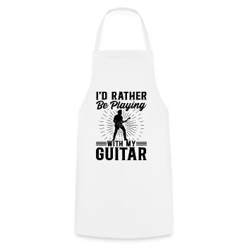 I'd Rather Be Playing With My Guitar I Bass Guitar - Kochschürze - Weiß - Vorne - AI Model Male 185 dark (185cm)