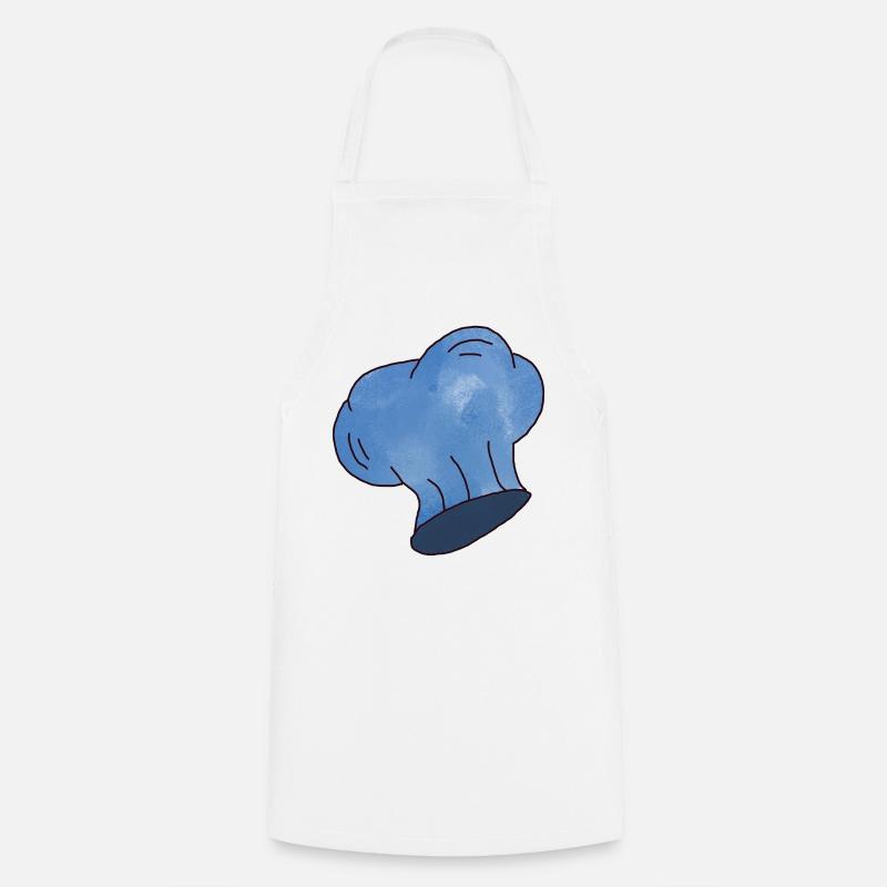 Small blue chef's hat with clouds - Cooking Apron - white