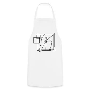 Fourmilier en forme géométrique - Conception d’art au trait - Tablier de cuisine - blanc - Devant - AI Model Male 185 dark (185cm)